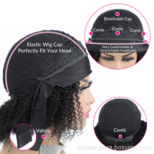 The headband wig is suitable for women's African curly real hair wig without glue and without front lace wig natural color